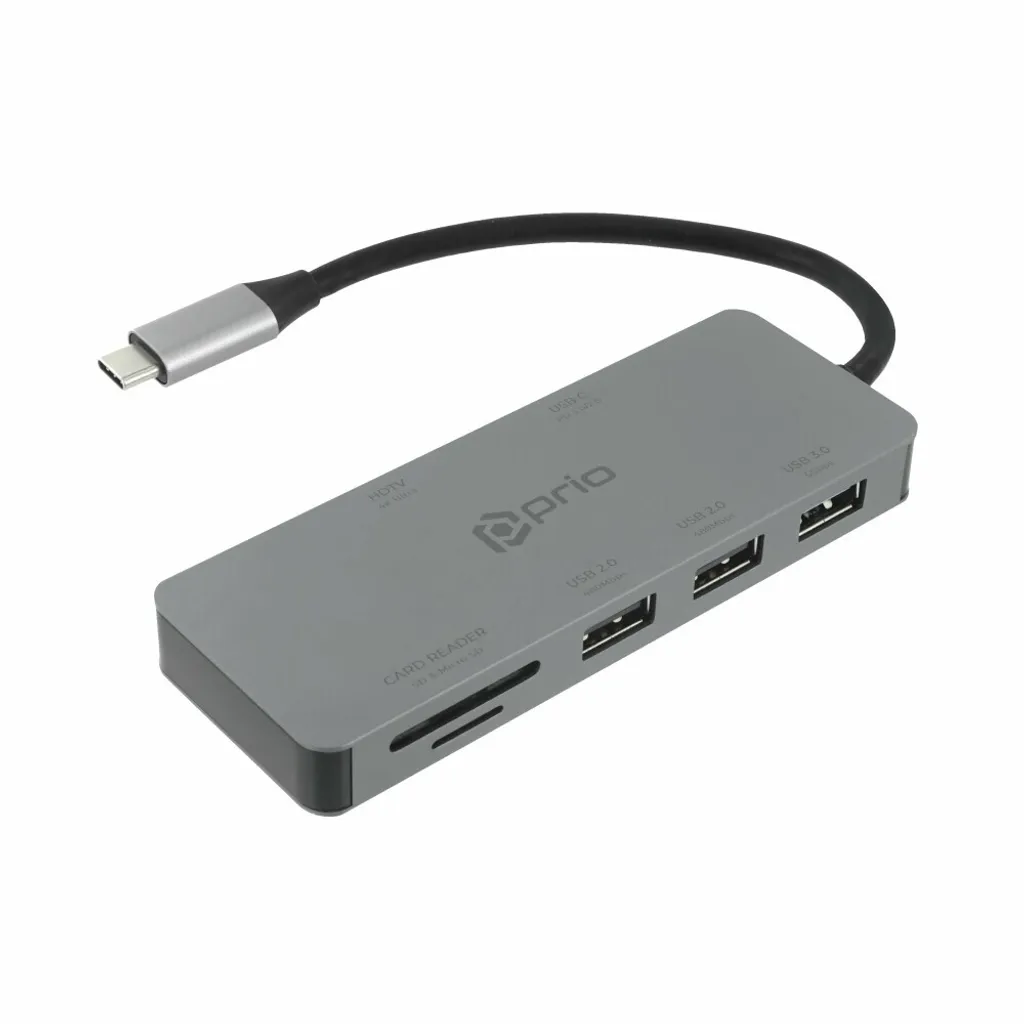 Docking Station USB-C Prio 7in1 Alluminio - Alta Velocità e 4K - 2