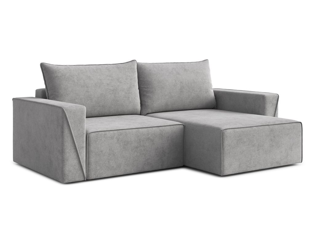 AX LIVING Mirani L Form Couch Hellgrau mit Schlaffunktion 245 cm breit