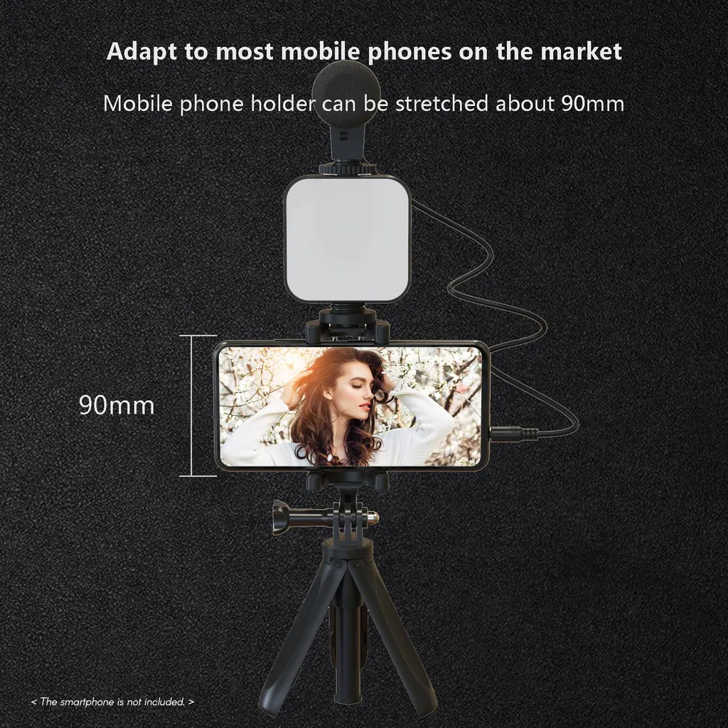 Kit Vlogging Smartphone Stable avec Micro 3.5mm et Éclairage LED Compact - 5