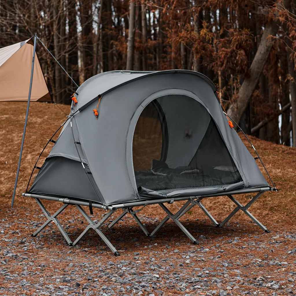 Tente de camping surélevée anti-humidité avec lit pliable SoBuy