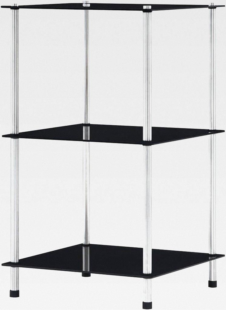 Regal mit 3 Ablagen Schwarz 40x40x67 cm Hartglas Lagerregal für Garage, Abstellraum, Kellerregal