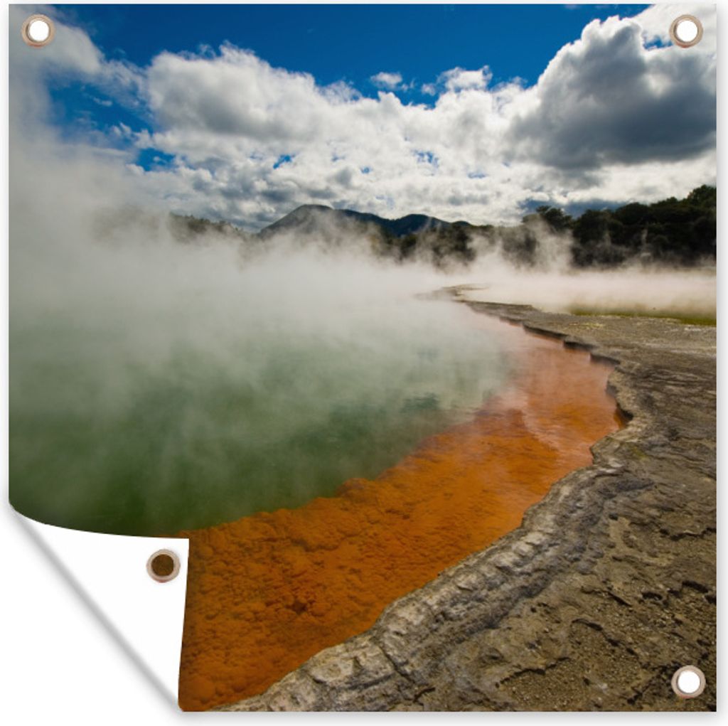 MuchoWow 100x100 cm Outdoor-Poster Gartendeko Sichtschutz Garten Poster für den Garten Heißer Quellensee in einem Thermalpark in Rotorua, Neus...