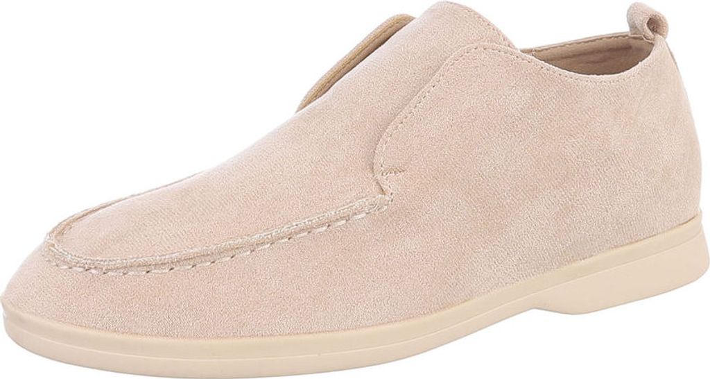 Ital-Design Damen Halbschuhe Mokassins Wildlederoptik Slipper 87117973 Beige Gr. 39