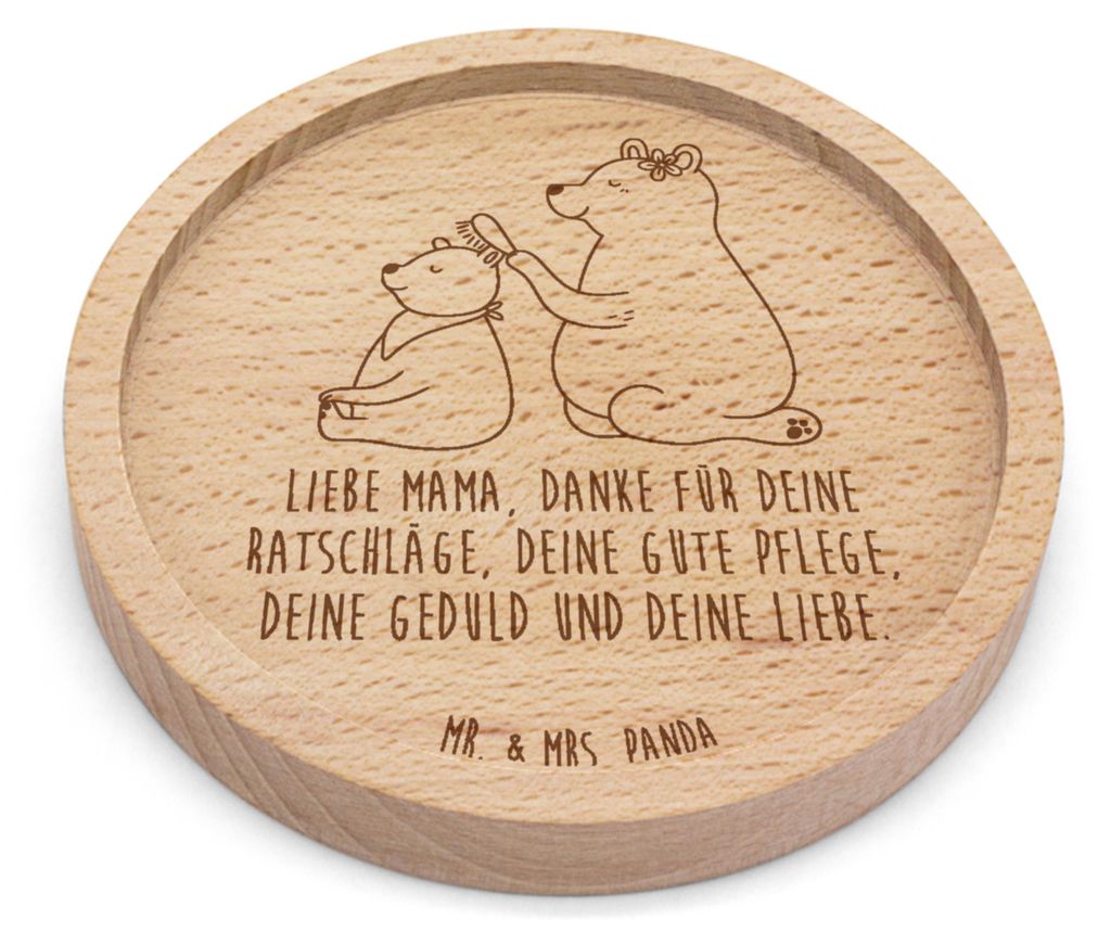 Mr. & Mrs. Panda Holzuntersetzer Bär Kind - Transparent - Geschenk, Untersetzer Holz, Bären, Mutter, Muttertag, Flaschenuntersetzer, Mama, gläse...