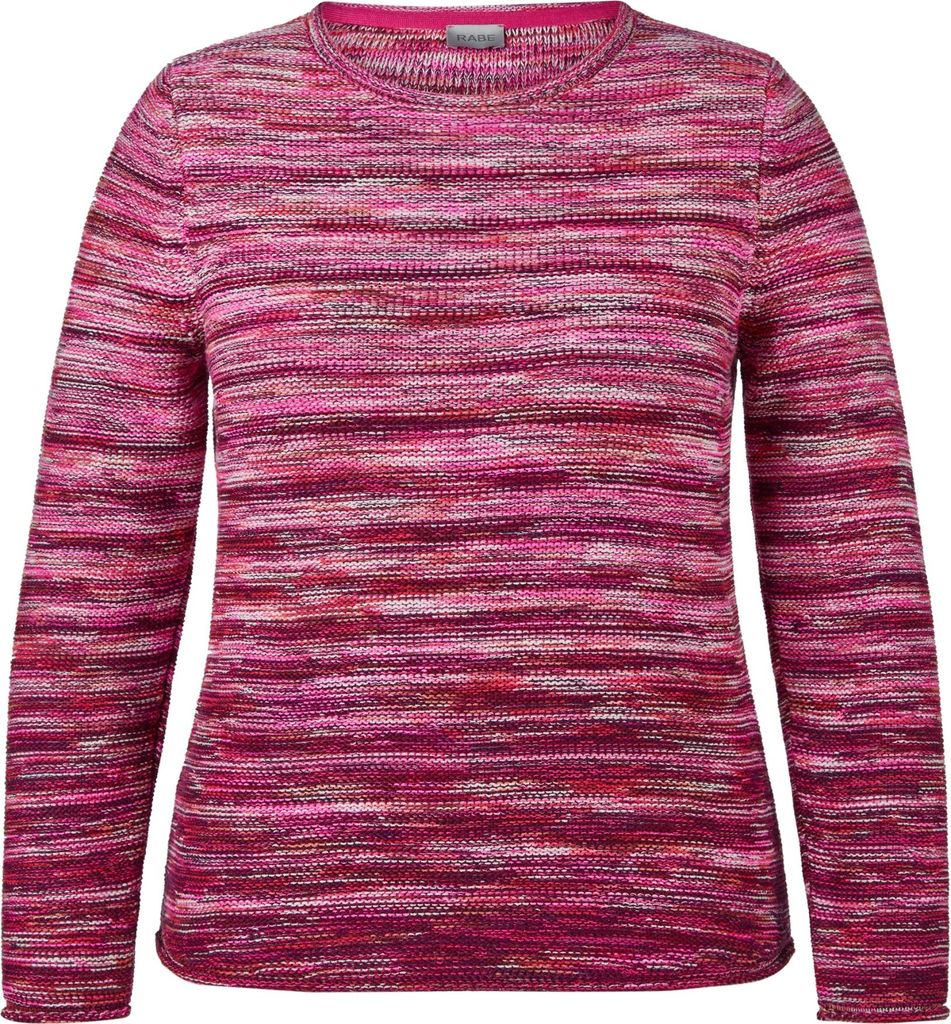 RABE Pullover mit strukturierter Strickoptik, Rundhalsausschnitt, Malve, Größe 48
