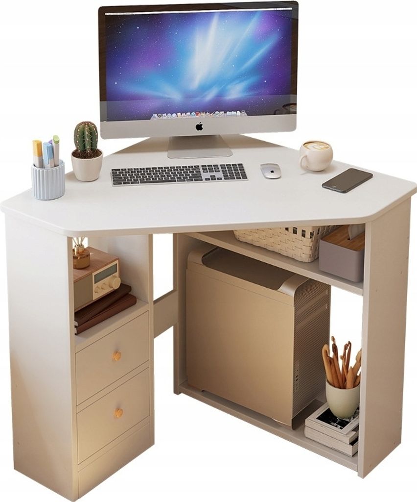 Dreiseitiger PC-Eckschreibtisch mit Tischen Modern White LOFT 80x75