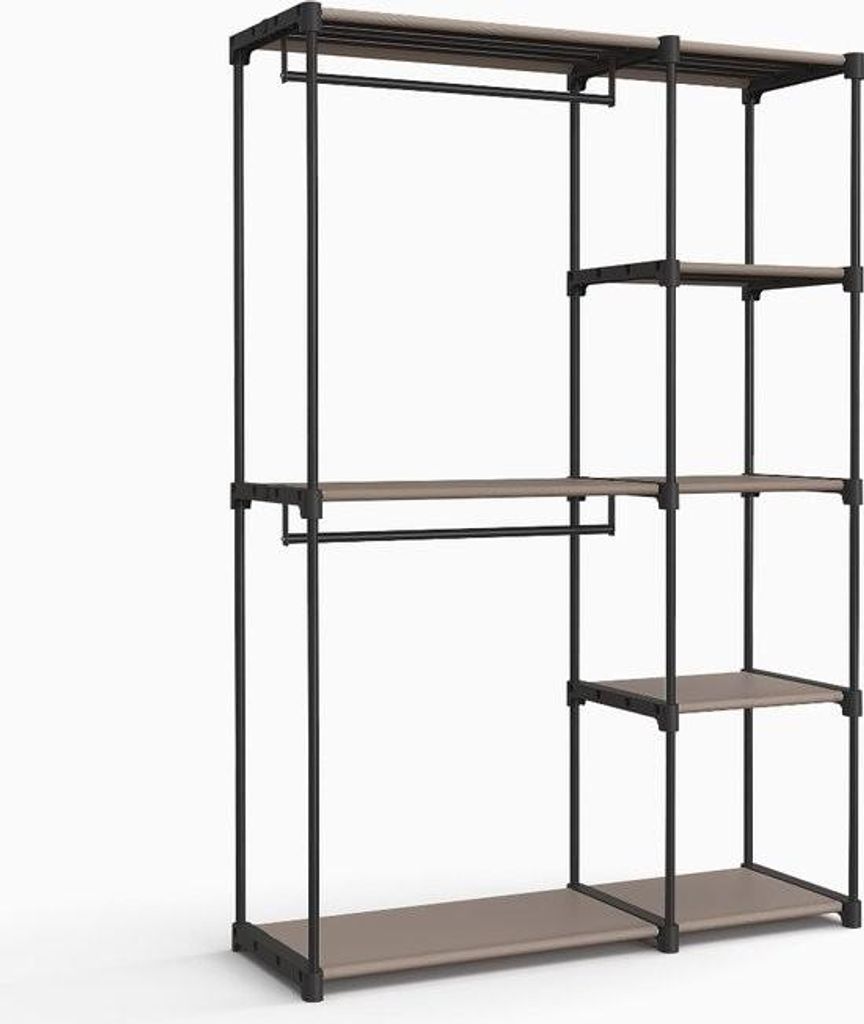 Wandgarderobe Kleiderständer - Offener Kleiderschrank mit hängenden Kleiderstangen - Schlafzimmer - Ankleidezimmer - Badezimmer - Einfache Montag...