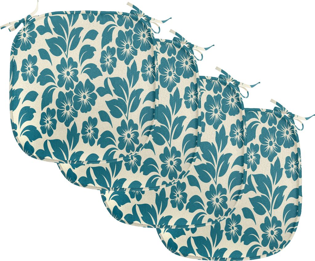 ABAKUHAUS Blumen Polster für Esszimmerstühle, Blumen-Blüte Frühling, Dekoratives wasserfestes Kissen mit Riemen für Küchensitze, 40 cm x 40 c...