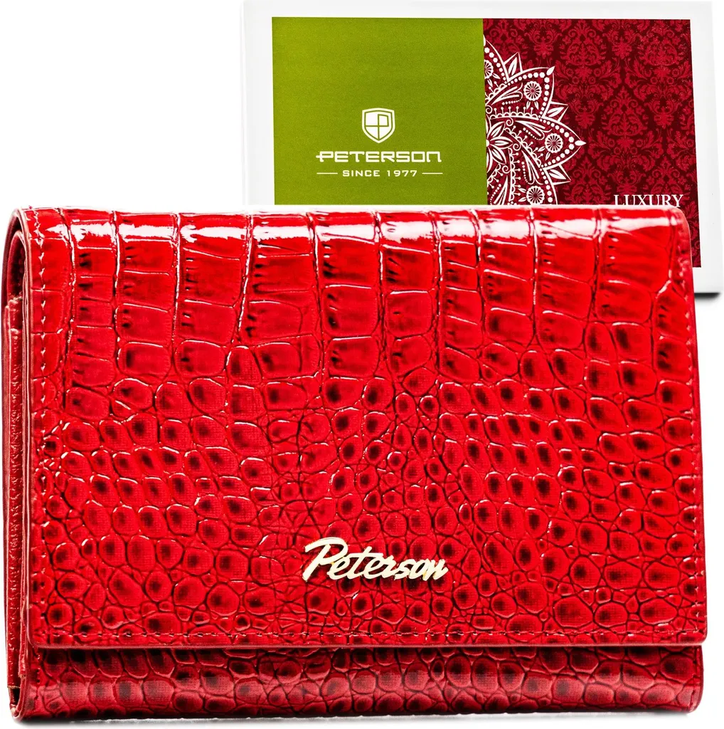 Portafoglio Donna Peterson Rosso in Vera Pelle - Eleganza Sottile 14cm