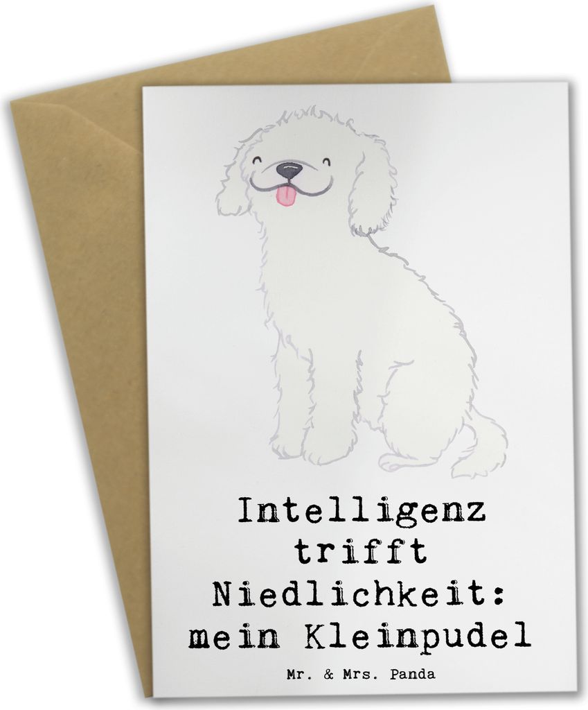 Mr. & Mrs. Panda Grußkarte Niedlicher Kleinpudel - Weiß - Geschenk, weihnachtskarten, Grußkarten, liebevoller Hund, Hunderasse, Hunderassen, Soz...