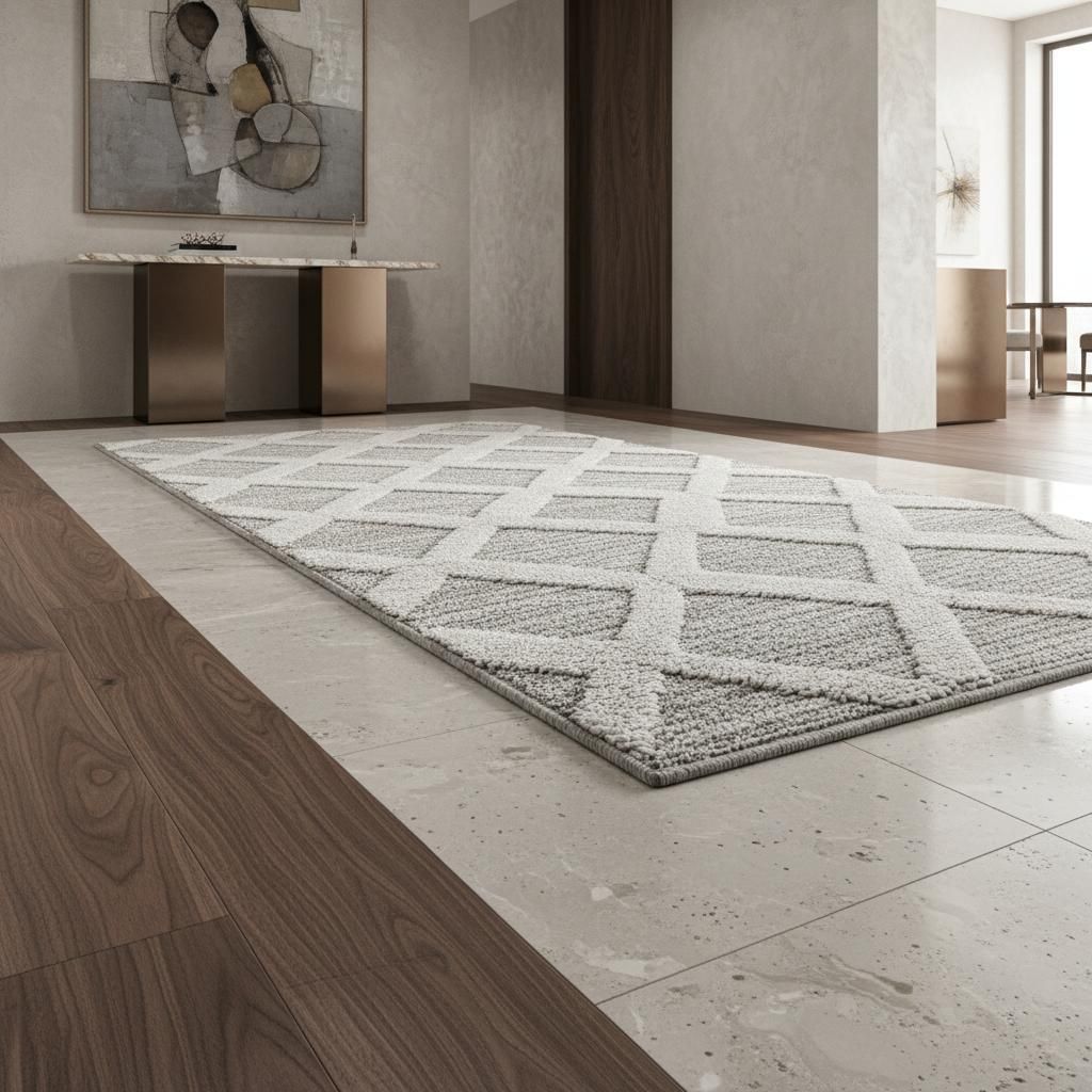 Teppich Hoch-Tief Boho-Ethno Elegant Waschbar Strapazierfähig | Läufer Grau 80x250 cm Esszimmer Schadstoff Saugroboter | EISACK – Kadima Design