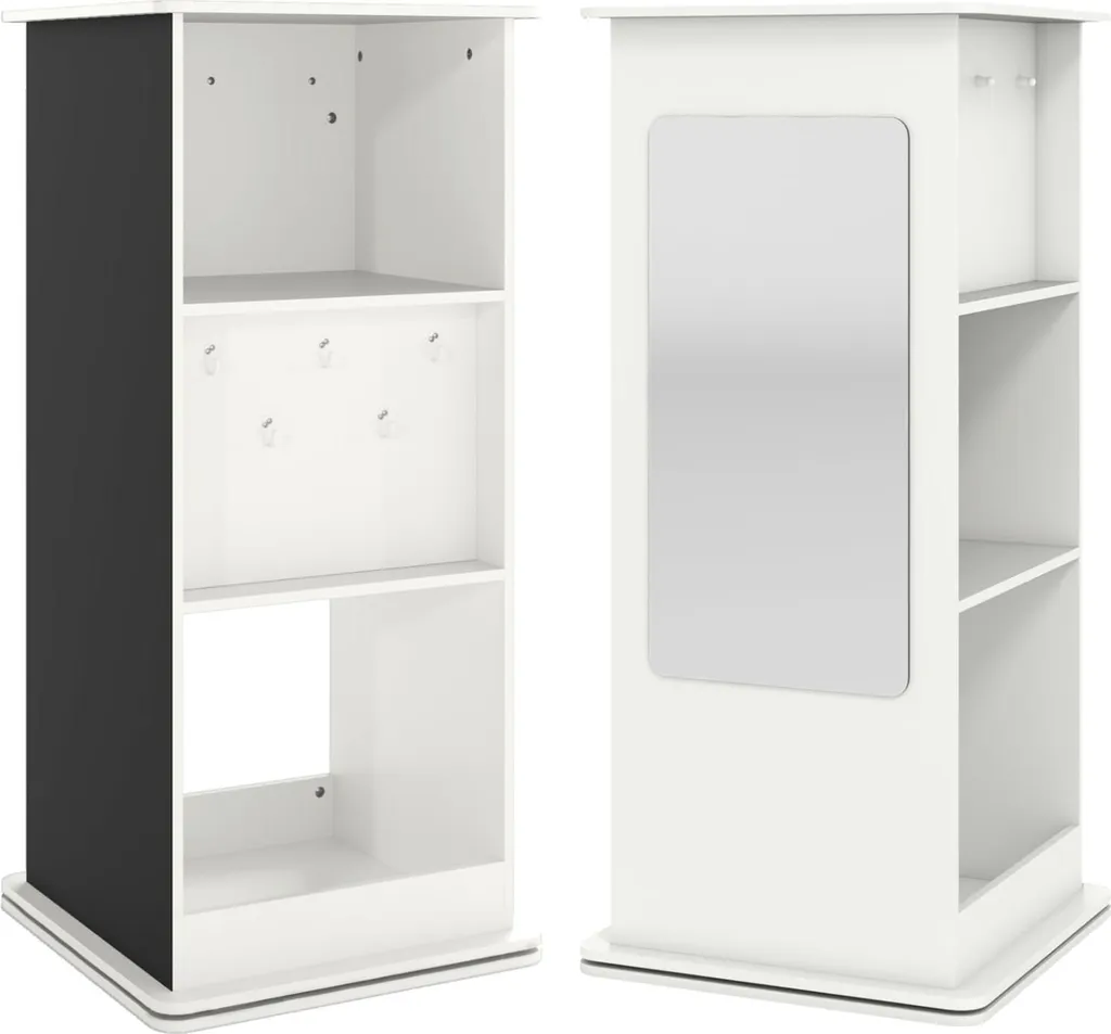 Bibliothèque enfant pivotante 360° en bois blanc avec tableau noir