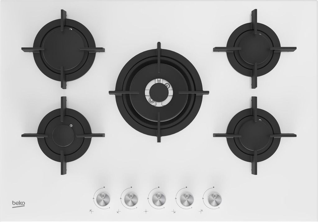 Beko HILW75222SW Einbaukochfeld 75 cm Gas 5 Brenner weiß