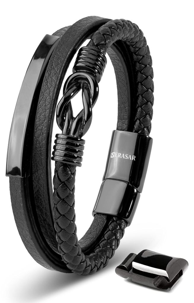 SERASAR | Bracciale da uomo in pelle [Proud] in acciaio Immagine del prodotto 