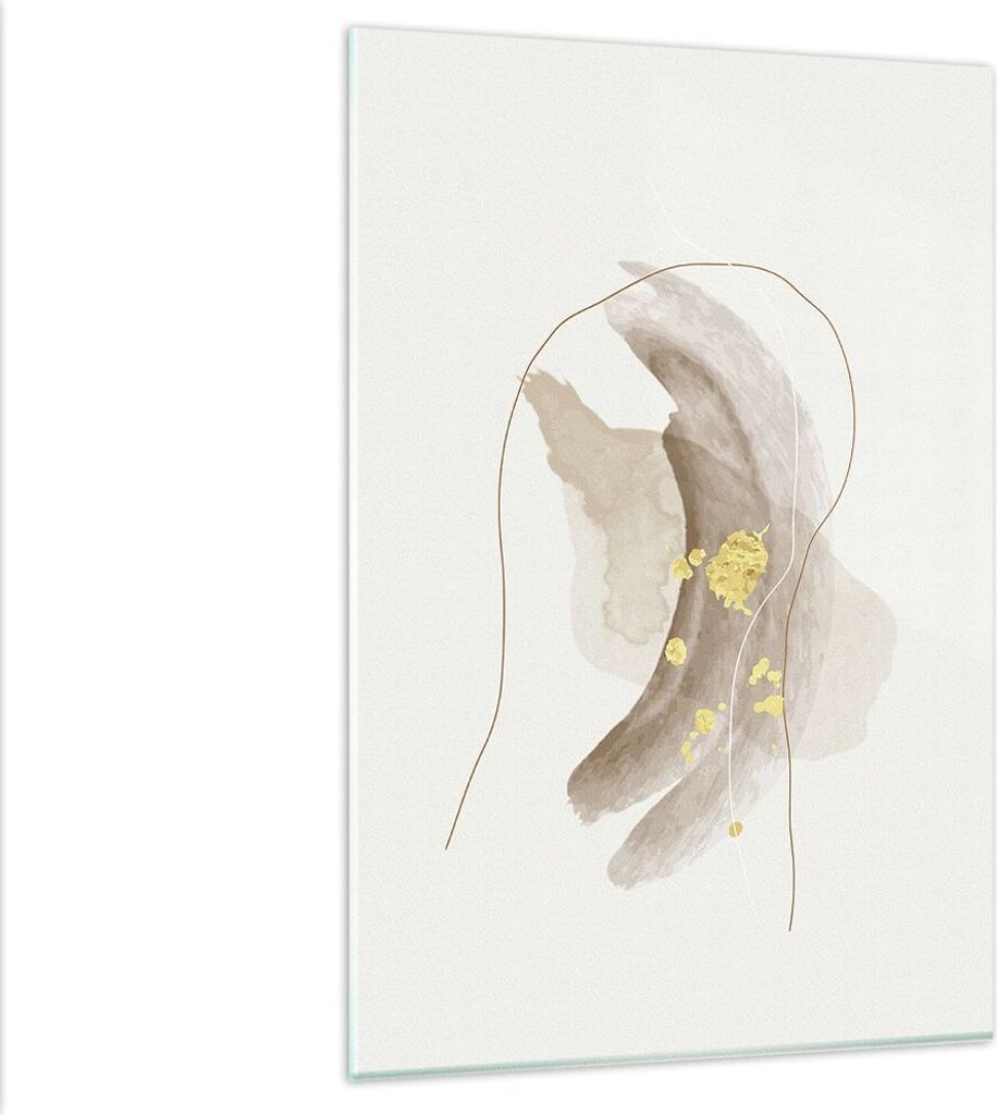Bilder auf glas - Einteilig - Braun Abstraktion Gold - 80x120cm - Glasbilder - Wandbilder - Bilder - zum Aufhängen bereit - Wanddekoration aus Gla...