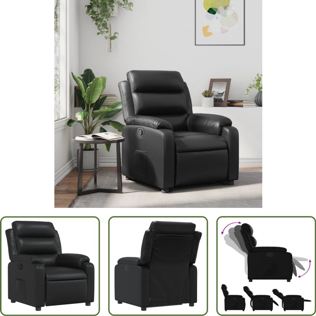 The Living Store Relaxsessel Schwarz Kunstleder