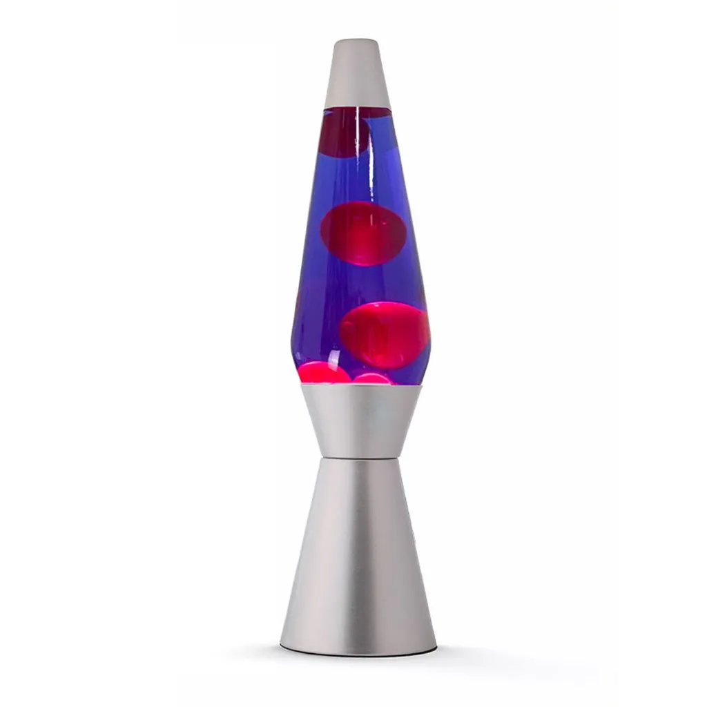 Lampada Lavica 40 cm Argento - Magma Rosso/Viola - Edizione Classica