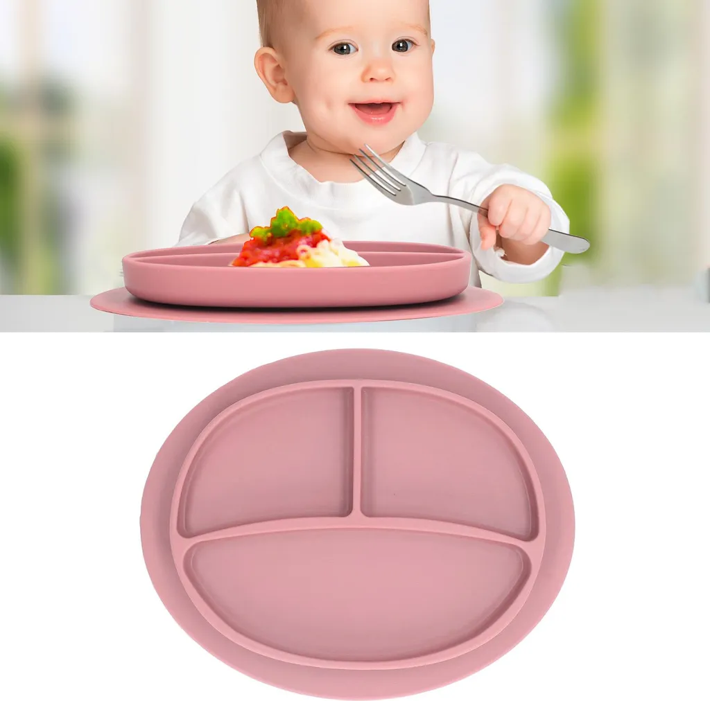 Piatto Pappa Silicone Rosa con Ventosa - Mai Più Piatti Volanti!