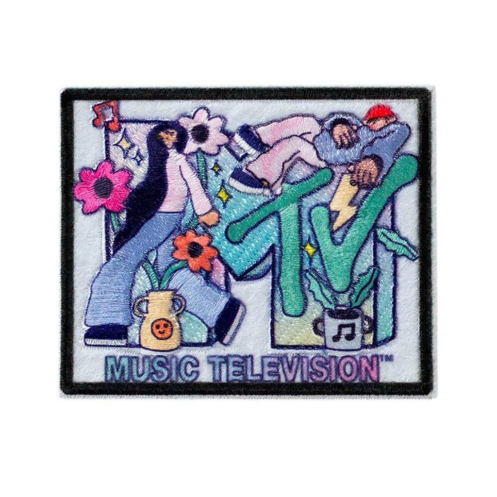 Mono-Quick MTV Hippie - Aufnäher, Bügelbild, Aufbügler, Applikationen, Patches, Flicken, zum aufbügeln, Größe: 5,2 x 6,3 cm