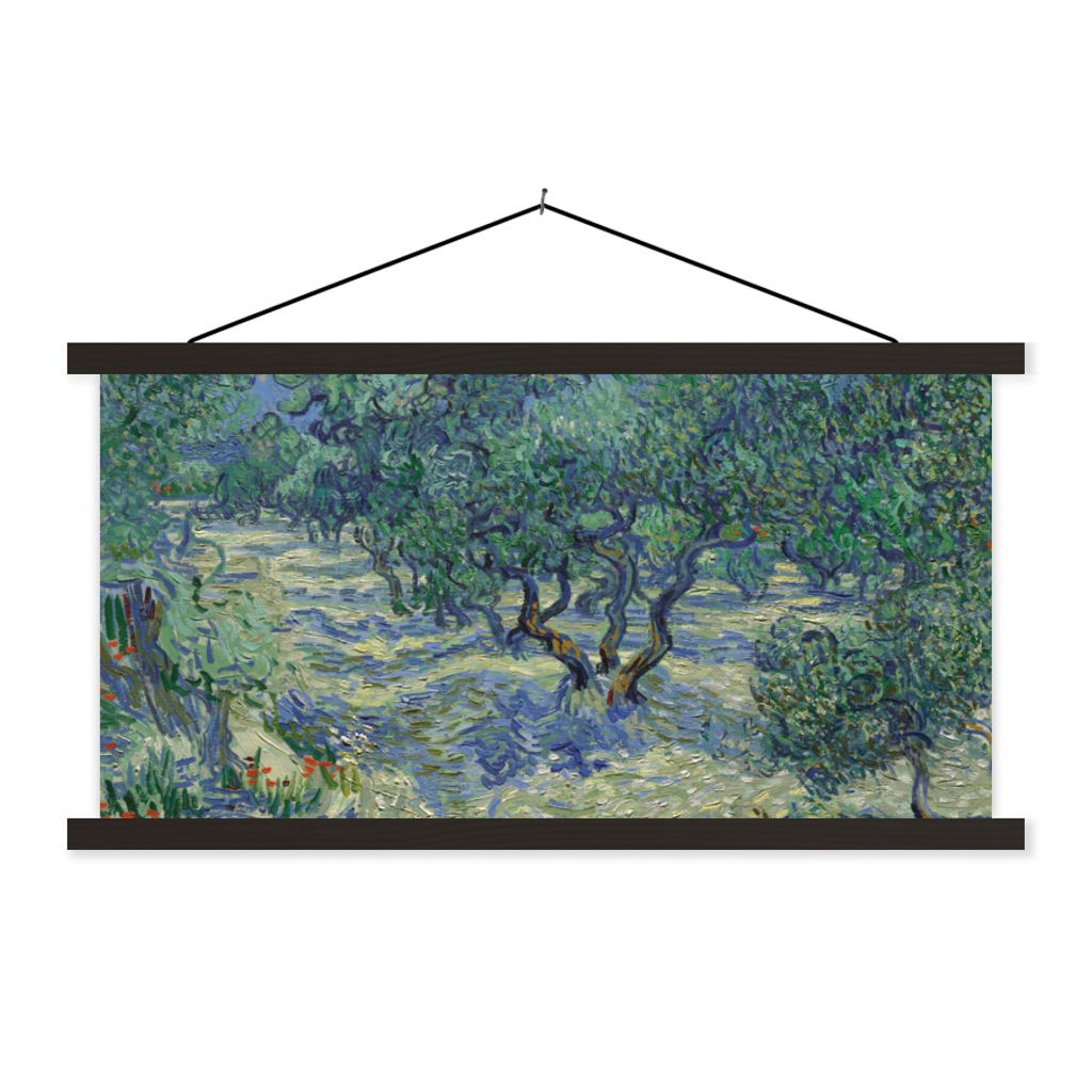 MuchoWow Textilposter Der Olivenhain - Vincent van Gogh 60x30 cm mit schwarzem Rahmen - Textilien