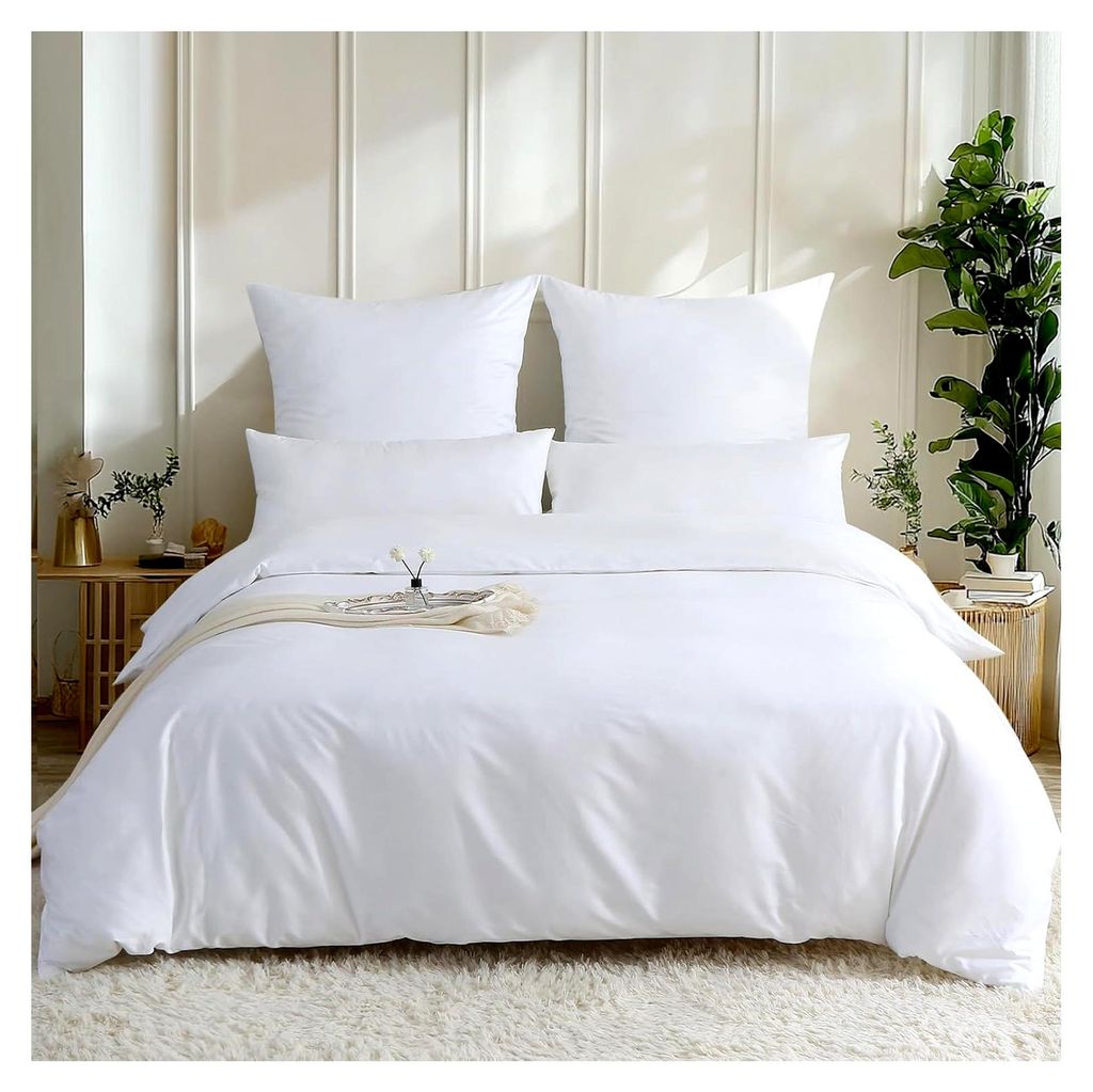 Satin Bettwäsche 155x220 cm aus 100% langstapeliger Baumwolle, und für Allergiker geeignet, 1 Bettbezug 155x220 cm und 1 Kissenbezug 80x80 cm, ...