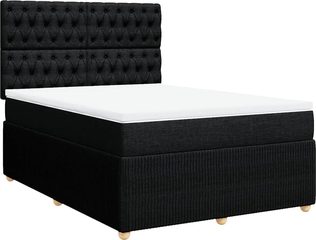 vidaXL Boxspringbett mit Matratze Schwarz 140x200 cm Stoff