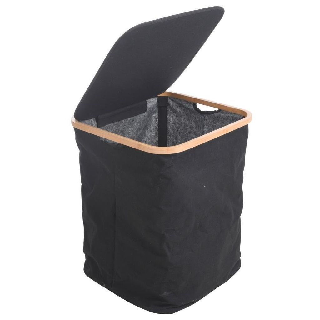Wäschekorb mit schwarzer Deckel, Tasche für