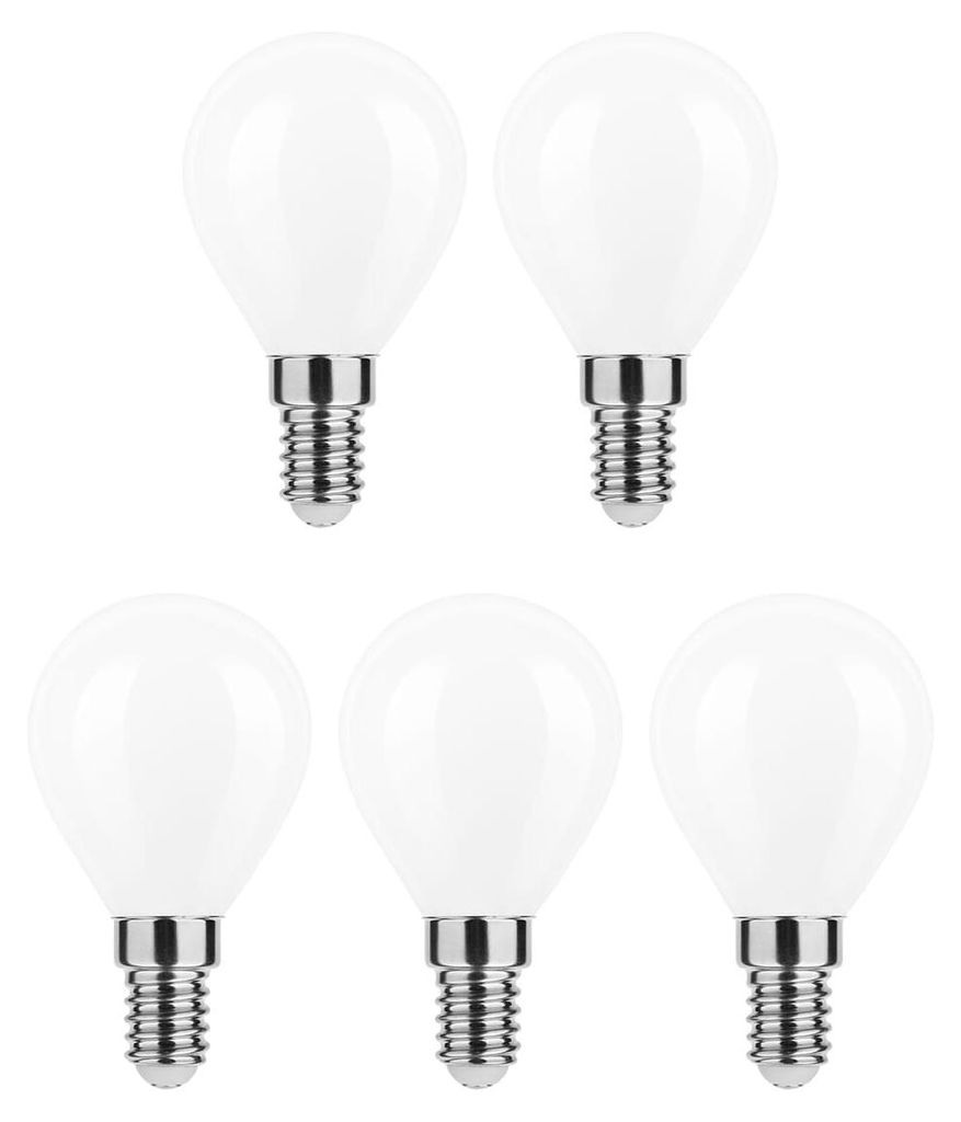 Modee E14 LED-Lampe 4W - 470lm - 4000K - Neutralweiß - LED-Filament, mattiertes Glas, Mini P45 - Ersetzt 40W Halogen-Glühbirne - 5 Stück