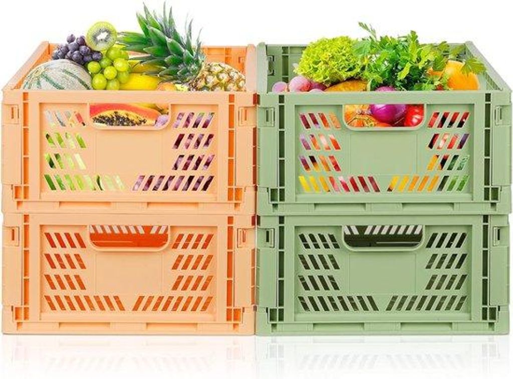 Rosafarbene Klappboxen Set aus Kunststoff