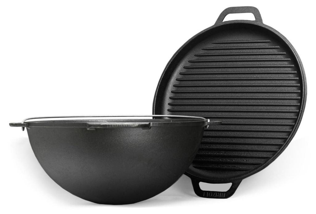15 L Kazan Schwenktopf Gusseisen Kasan Deckel-Grillpfanne Grill Campingtopf Kessel