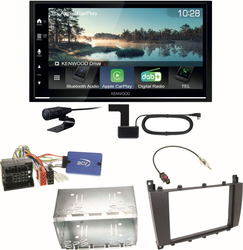 Kenwood DMX7722DABS CarPlay Einbauset für Mercedes C-Klasse W203 CLC CL203 S203