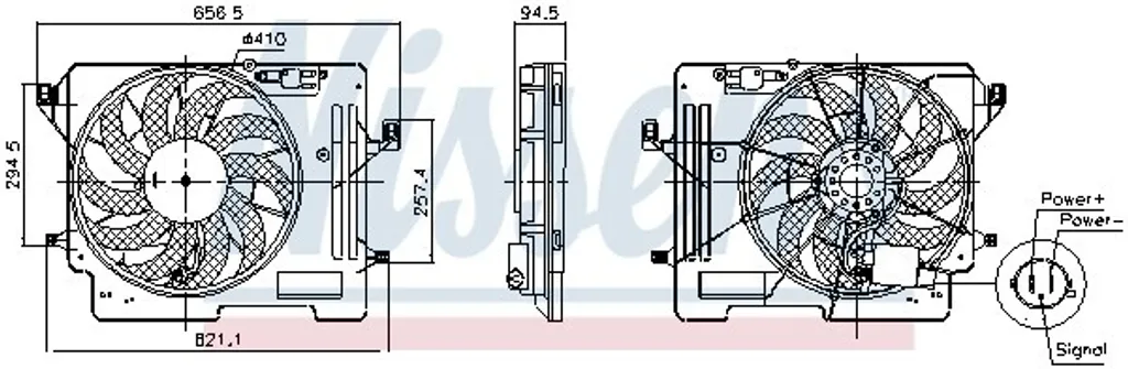 Nissens Ventilateur Moteur 410mm Haute Performance pour Ford Focus III