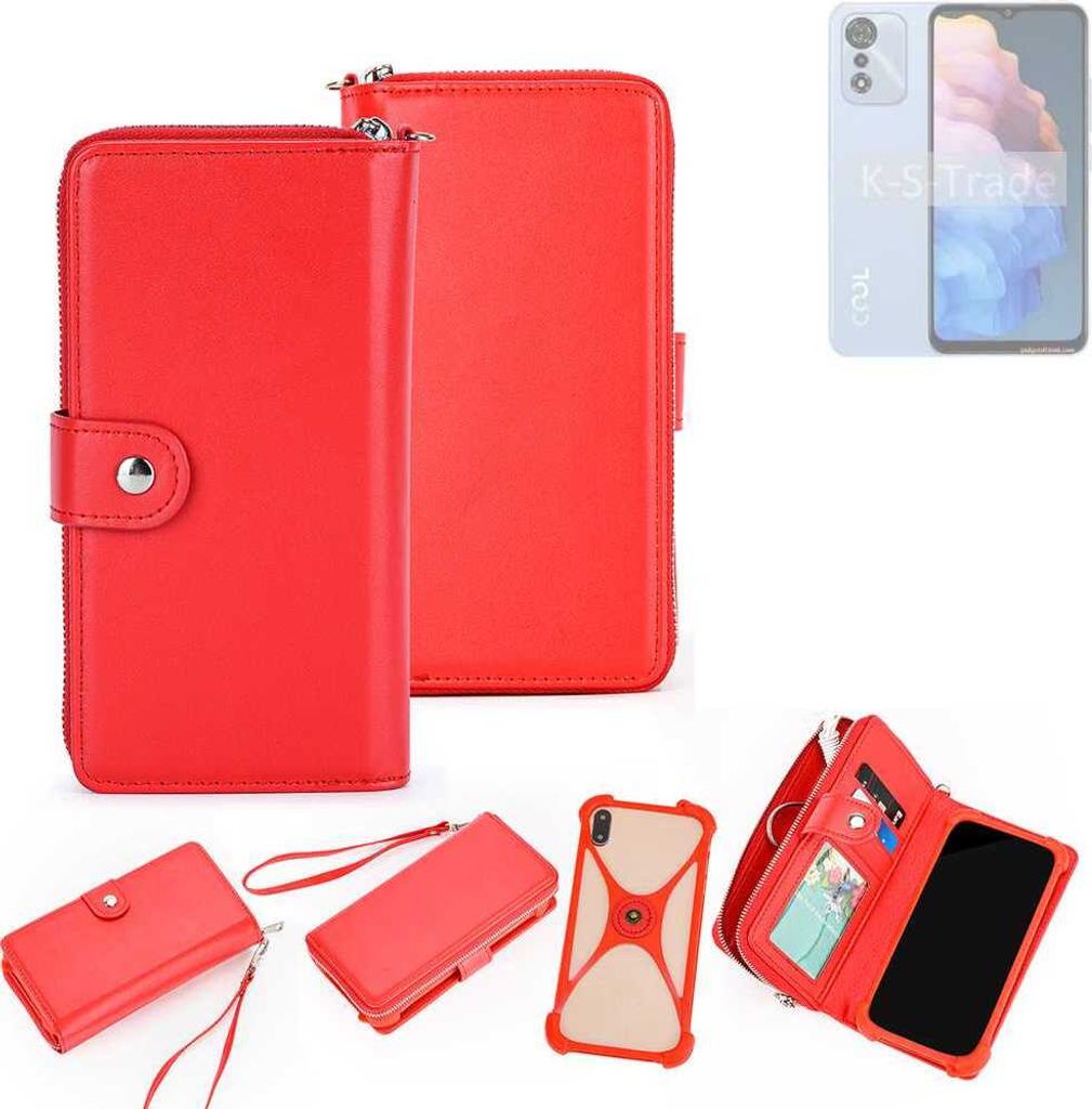 K-S-Trade 2in1 Schutzhülle Portemonnee Handyhülle mit Bumper kompatibel mit Coolpad Cool 30 Hülle Case Etui Geldbörse Smartphone rot (1x)