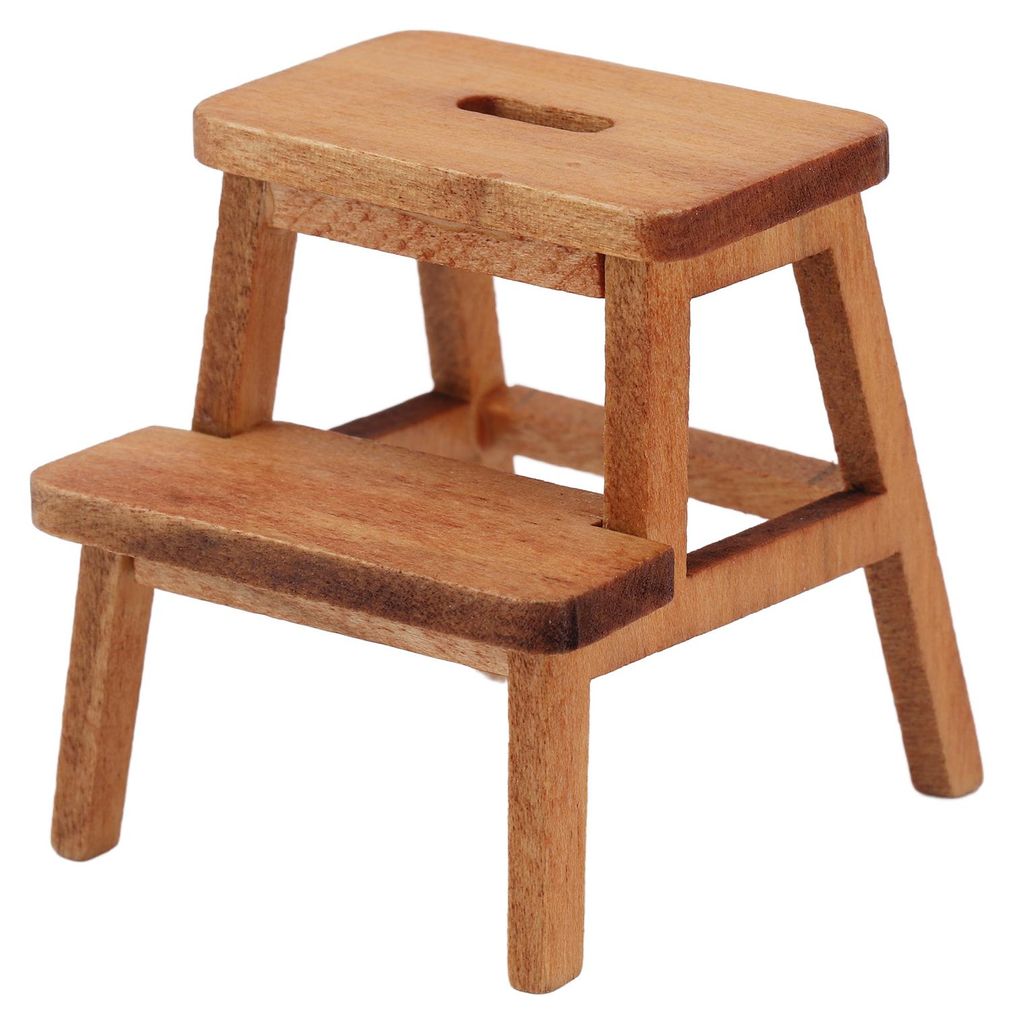 1/12 Puppenhaushocker Vivid 4 Stuhlbeine 2 Stufen leichte rechteckige Form Minimöbel Holz