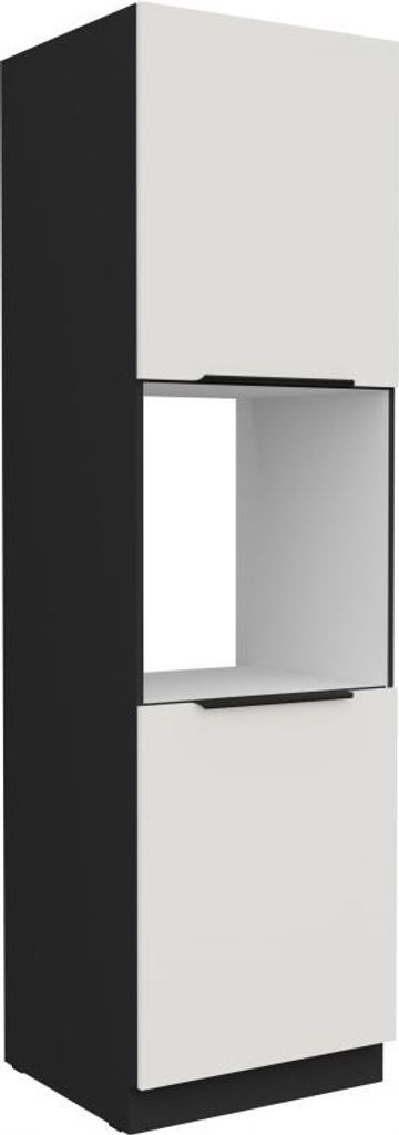 Küchenschrank für Einbaubackofen LUNARA – Breite 60 cm, weiß/schwarz