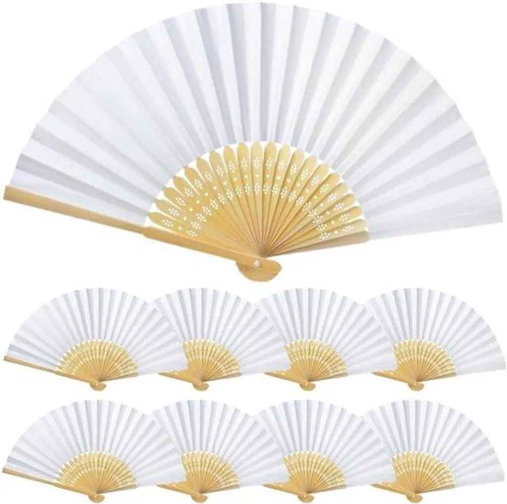 Éventails mariage blanc en papier et bambou pour rafraîchir vos hôtes