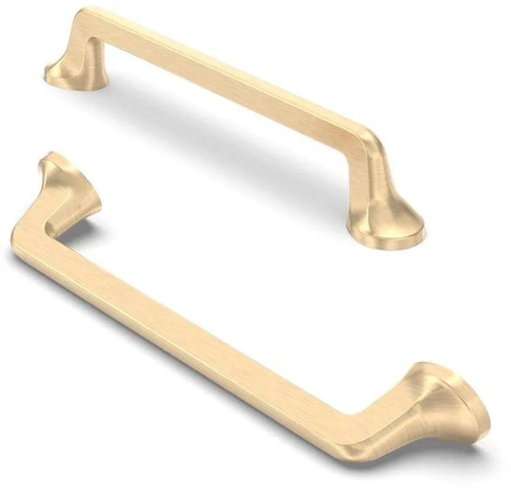 Lot de 10 poignées de meuble en laiton brossé - Entraxe 128 mm Élégantes
