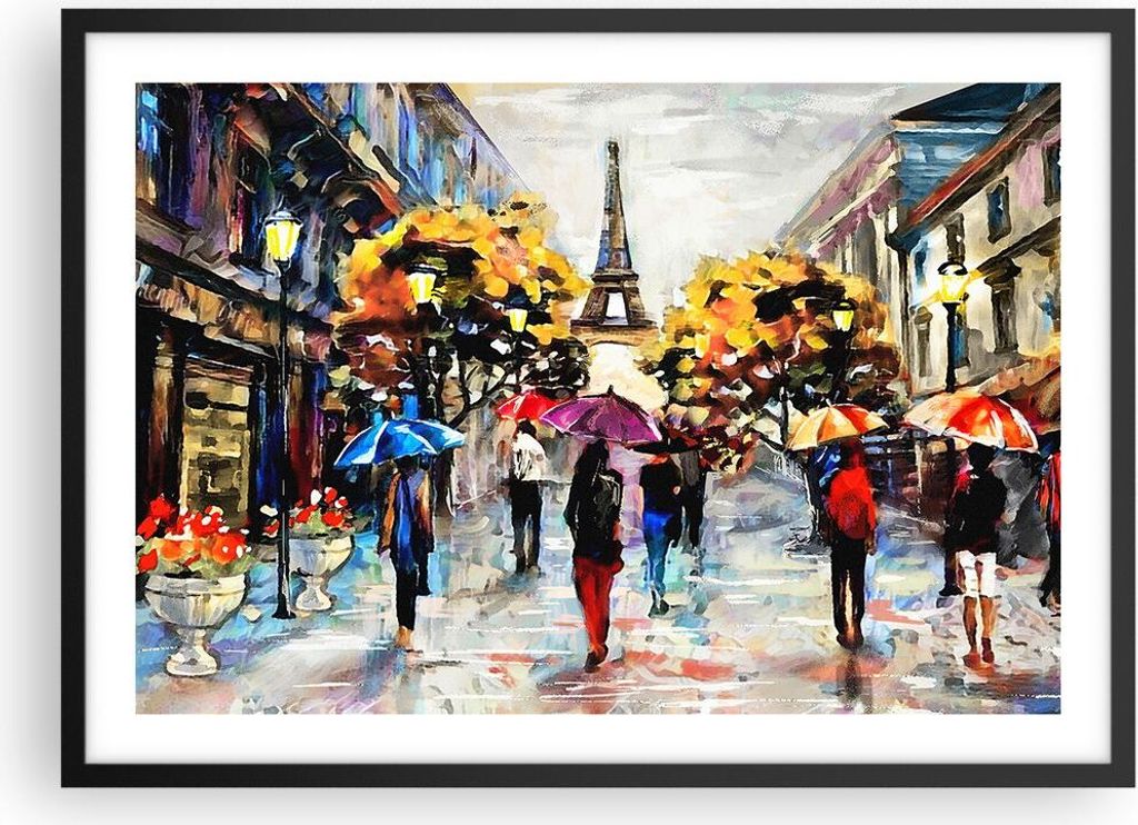 Gerahmtes Poster - Schwarzer Rahmen - Paris Stadt Zuhause - 70x50 cm - Wand Bild - Wanddeko - Wandbilder - Kunstposter - Wandposter - Bilderrahmen ...