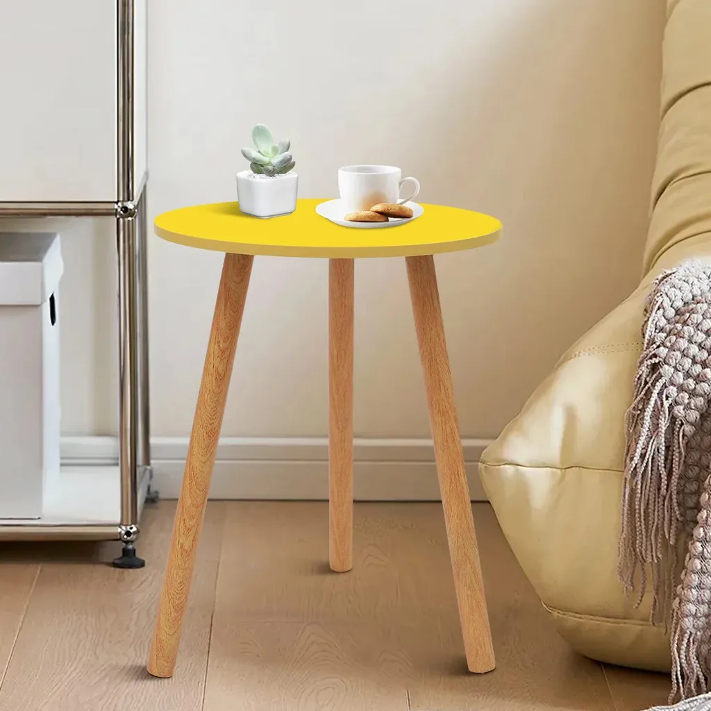 Petite table d'appoint ronde jaune - Meuble compact pour espaces restreints