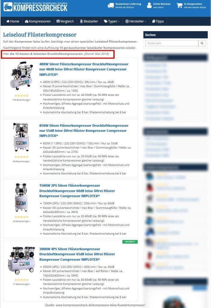 IMPLOTEX 850W 14L Silent Flüsterkompressor Produktbild 4