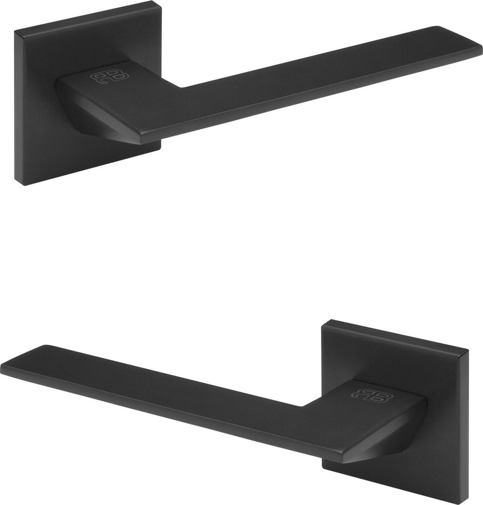 HEXIM Designer Türgarnitur, Zimmer Türgriffe WC / Bad Aluminium matt in 4 Farben - (Türklinke Q01, schwarz) Türdrückergarnitur Zimmertüren