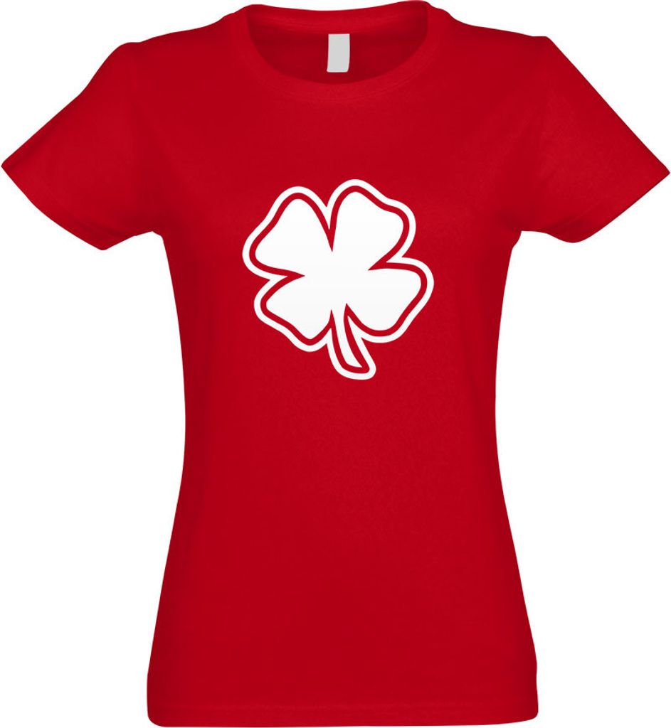 Kiwistar - T-Shirt tailliert - Damen - rot - Kleeblatt - Glück - mit Motiv Bedruckt - Funshirt Design - Sport - Freizeit - Damen - L