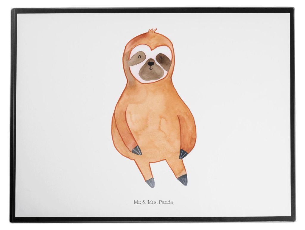 Mr. & Mrs. Panda Schreibunterlage Faultier Zufrieden - Weiß - Geschenk, schreibtischauflagen, Unterlage Schreibtisch, Pause, schreibtischunterlage...