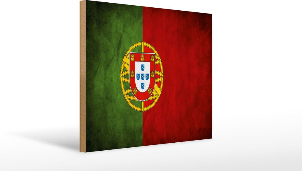 Holzschild Flagge Portugal, 40x30 cm, Holzschilder Fahne Nationalität