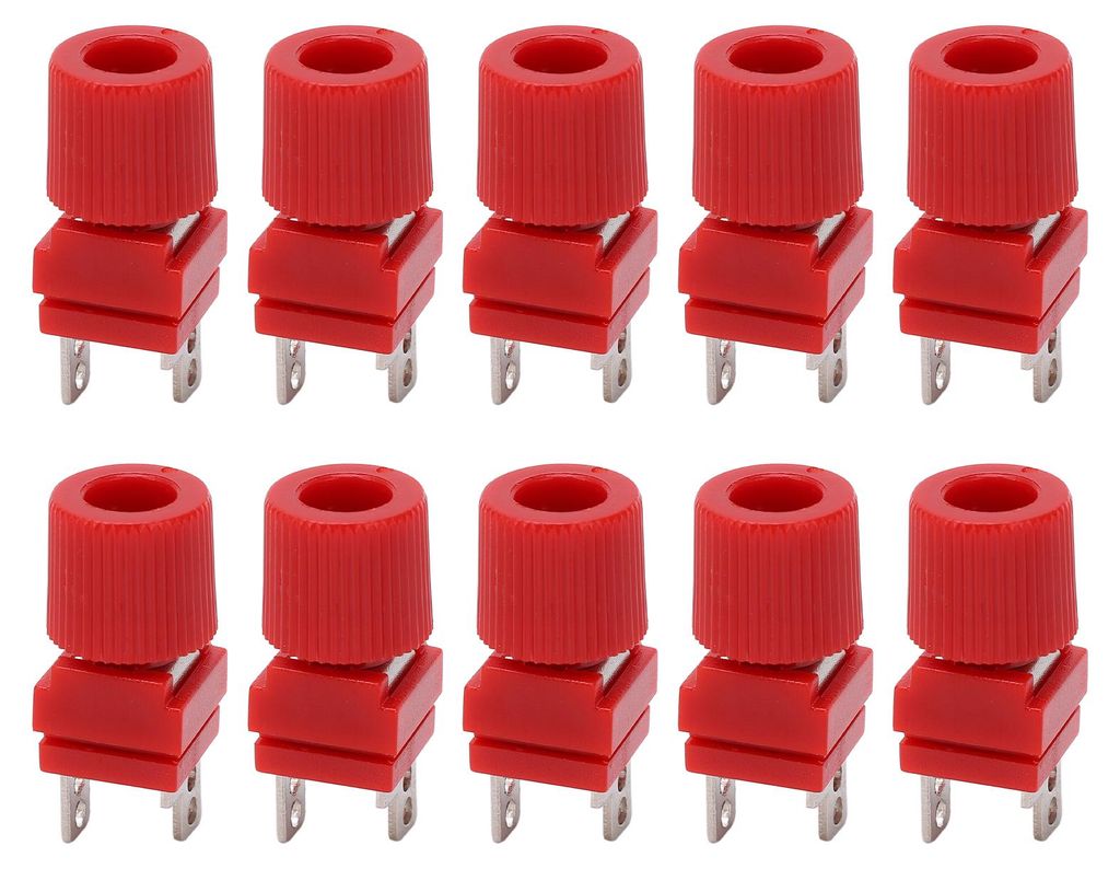 10 Stück Stromanschlussklemmen 300 bis 500 W, reines Kupfer, Wechselrichter, 13 mm, Netzteilanschluss, M4-Anschluss, rot