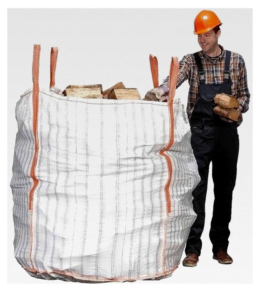 10 Stück Big Bag für Holz | Atmungsaktiv 90x90x110 für 1m³ | Ohne Holz, Nur Ein Sack | Transport | SWL 1500KG | Geeignet als Brennholztasche