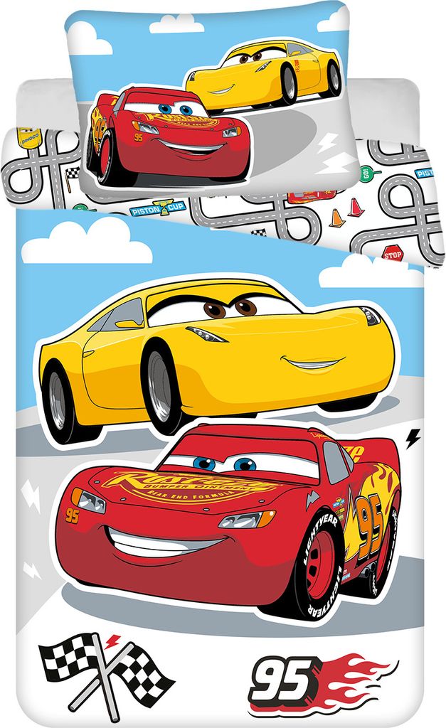 Disney Cars Road Kinderbettwäsche 100×135cm, 40×60 cm Produktbild 