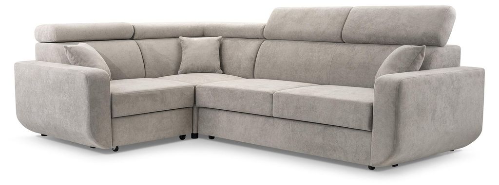 Masseno Ecksofa RENO mit Schlaffunktion L-Form, Sofa mit Bettkasten, Wohnzimmersofa, Couch, Soffa, Bettsofa, Couchgarnitur- Beige, VELO 623
