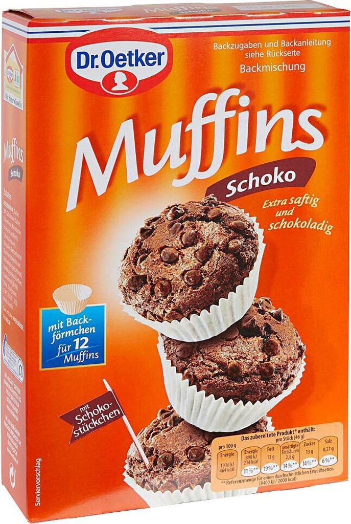 Dr. Oetker Muffins Chocolate Extra vlhké a s čokoládovými Obrázok produktu 