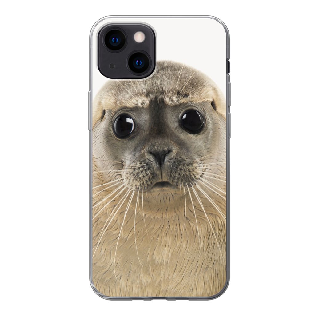 MuchoWow Handyhülle Schutzhülle Hülle für iPhone 13 mini Jungen - Robbe - Kinder - Mädchen - Tiere Silikon Softcase Handy Hülle - Softcase